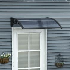 OUTSUNNY Outsunny polikarbonatni zunanji nadstrešek 100x75cm, UV-odporen nadstrešek za vrata in okna, črn