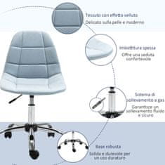 VINSETTO pisarniški in pisarniški vrtljivi stol, ergonomska in nastavljiva oblika, brez naslonjal za roke, svetlo modra barva, 59x59x81-
91cm