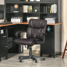 VINSETTO Ergonomski vrtljivi pisarniški stol, pisarniški stol z nastavljivo višino v rjavem usnju, 61x69x90-100cm