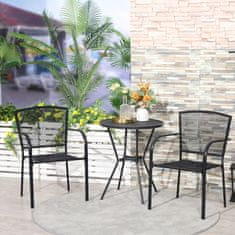 OUTSUNNY Outsunny Komplet 2 kovinskih vrtnih stolov, zunanji stoli za dvorišče, teraso in teraso, črni