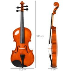 HOMCOM 4/4 violina za odrasle z vključenim priborom (etui, lok, strune, mostiček, uglaševalnik) 58,5 x 21,5 x
7 cm