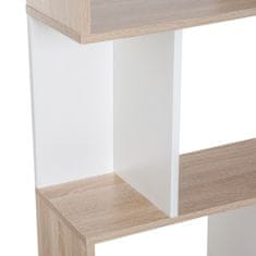 HOMCOM moderna stenska knjižna omara s 3 policami iz naravnega lesa in bele barve, 60x24x111,4 cm