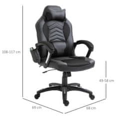 HOMCOM pisarniški stol masaža in ogrevanje ergonomski dizajn naslonjač umetno
usnje 68l × 69p × (108-117)
acm črna