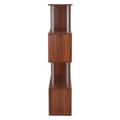 HOMCOM HOMCOM Knjižnica s 4 policami sodobnega dizajna iz lesa in kovine, regal za dnevno sobo, kabinet, pisarno, 80x30x145cm, oreh