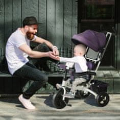 HOMCOM zložljiv tricikel za otroke 18+ mesecev z oblazinjenim sedežem, krmilom in
košarico
