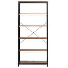 HOMCOM HOMCOM Knjižnica v vintage industrijskem slogu s 6 lesenimi in črnimi kovinskimi policami, 80x30x180cm