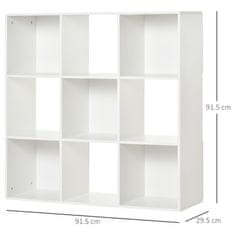 HOMCOM bela knjižna omara za dom in pisarno, moderno oblikovana polica z 9 lesenimi predali, 91,5 x
29,5 x 91,5 cm