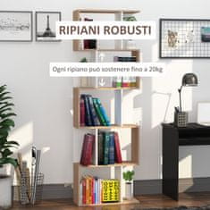 HOMCOM HOMCOM Moderna knjižna omara 5 praktičnih polic Odlična obdelava, gladka in na vlago odporna površina Bela iverna plošča 60×24×184,5 cm