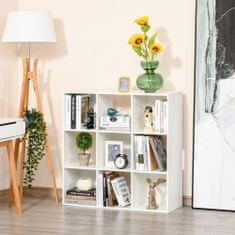 HOMCOM bela knjižna omara za dom in pisarno, moderno oblikovana polica z 9 lesenimi predali, 91,5 x
29,5 x 91,5 cm