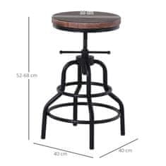 HOMCOM barski stol v industrijskem slogu, lesen sedež z nastavljivo višino in kovinski okvir, za restavracije in dom 40x40x52- 68 cm, vintage
rjava in črna