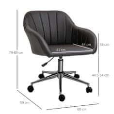 VINSETTO Ergonomski pisarniški stol iz usnja, z nastavljivo višino sedeža in vrtljivim delom, 60x59x79- 89 cm,
rjav