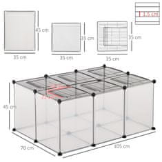 PAWHUT PawHut Modularni boksi za kunce, morske prašičke in glodavce, ograda za hišne živali z montažnimi dodatki, iz plastike in jekla, 105x70x45cm