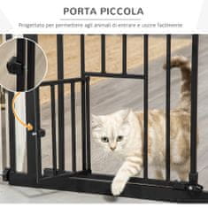 PAWHUT PawHut 74-80 cm raztegljiva pasja vrata s pritiskom, varnostna ovira s samodejnim zapiranjem, črna