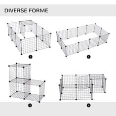 PAWHUT PawHut Kovinska in PP modularna ograja za mladiče in male živali, 12 panelov 35x35cm Črna