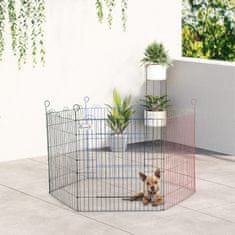 PAWHUT PawHut ograja za pse in mladiče, 6 barvnih kovinskih žičnih panelov, zunanji boks za hišne ljubljenčke, Φ120x60cm