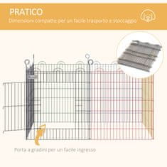 PAWHUT PawHut ograja za pse in mladiče, 6 barvnih kovinskih žičnih panelov, zunanji boks za hišne ljubljenčke, Φ120x60cm