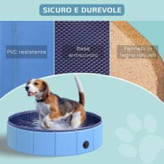 PAWHUT plastični zložljivi pasji bazenček s stabilnim robom za hišne ljubljenčke, ø80 x
20 cm, moder
