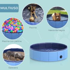 PAWHUT plastični zložljivi pasji bazenček s stabilnim robom za hišne ljubljenčke, ø80 x
20 cm, moder