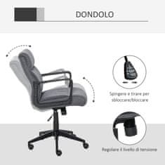 VINSETTO ergonomski pisarniški stol iz tkanine, vrtljiv za 360°, z nasloni za roke in nastavljivo višino, siv, 61x71x95- 105cm