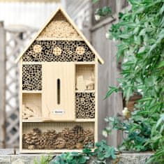 OUTSUNNY Outsunny petplastna vrtna hišica za žuželke iz lesa in bambusa, hišica za ladjice, čebele in metulje, 32 × 12,5 × 57 cm
