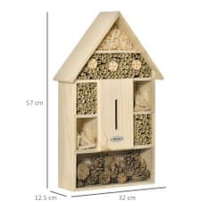 OUTSUNNY Outsunny petplastna vrtna hišica za žuželke iz lesa in bambusa, hišica za ladjice, čebele in metulje, 32 × 12,5 × 57 cm