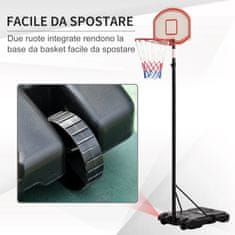 HOMCOM Nastavljiva višina košarkarskega koša 5
stopenj 175-215 cm, kovinski okvir in polnilna podlaga z
Kolesa, PE Scoreboard