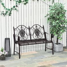 OUTSUNNY vrtna klop prašno lakirana dvojni sedež za vrt, park, dvorišče železo, rjava 118 x 60 x 94cm rjava