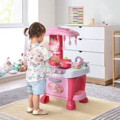 HOMCOM igrača kuhinja za otroke od 3 do 6 let z 38 dodatki, lučkami in
realističnimi zvoki igralni
set roza in bele barve
