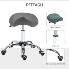 sedlasti delovni stol s
kolesi in nastavljivo višino za frizerske salone in salone za tetoviranje,
52x53x49-61cm siva