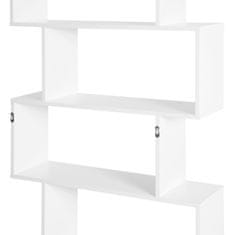 HOMCOM HOMCOM Sodobna S-oblika knjižne omare s 6 policami Lesena iverna plošča razreda E1, okolju prijazna in trpežna prevleka iz belega melamina 80×23×192cm