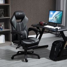 VINSETTO Oblazinjen dirkaški pisarniški stol z nastavljivo višino, ergonomski stol z odstranljivim naslonom za noge v črni imitaciji usnja in
Siva