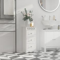 HOMCOM talna lesena kopalniška omarica s 3 predali bela kopalnica les 3 predali bela kopalnica, spalnica ali dnevna soba mdf razred e1 29,8D x
29,8wp x 68,5a cm bela