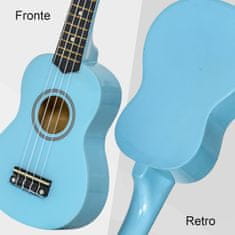 HOMCOM 21-palčna sopranska ukulele iz svetlo modrega lesa s 4 najlonskimi
strunami in 2 trsaloma