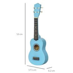 HOMCOM 21-palčna sopranska ukulele iz svetlo modrega lesa s 4 najlonskimi
strunami in 2 trsaloma