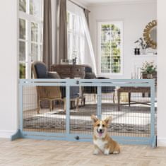 PAWHUT PawHut Varnostna pasja vrata iz jekla in lesa, notranja raztegljiva pasja vrata 104-183 cm, modra