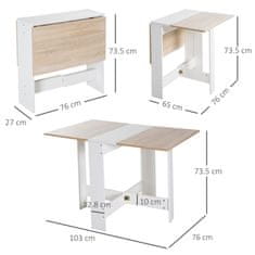 moderno oblikovana jedilna miza zložljiva les 103×76×73,5 cm beli hrast