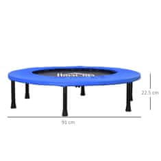 HOMCOM Elastični trampolin za fitnes skakanje i n domače usposabljanje, vzmeti in jekleni
okvir, Φ 9 1 x 2 2 ,5
cm, črn
in modra