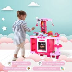 HOMCOM otroška igrača kuhinja z 38 vključenimi dodatki, igra z realističnimi lučmi in zvoki, 78x29x87cm,
roza
