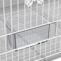 PAWHUT Kovinska kletka za ptice z gredicami in posodami za hrano,
voljera za kanarčke in
budgije 60x41x41cm, bela