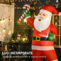 HOMCOM napihljiv santa claus
243cm božična dekoracija s sladkornim trsjem, 2 led luči, vodoodporna ip44