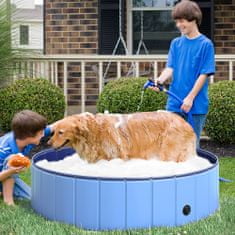 PAWHUT zložljiv plastični bazen za pse s stabilnim robom za hišne ljubljenčke modre
barve 120 x 30 cm (øxh)