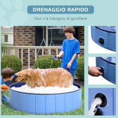 PAWHUT zložljiv plastični bazen za pse s stabilnim robom za hišne ljubljenčke modre
barve 120 x 30 cm (øxh)