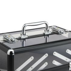 HOMCOM HOMCOM Profesionalni potovalni kovček za ličila s snemljivimi pladnji in ključavnico - barva: črna (30x18,5x22 cm)