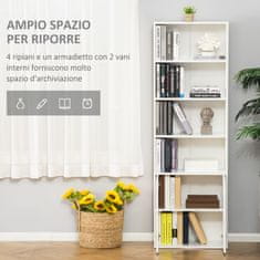 HOMCOM HOMCOM Moderna knjižna omara s 4 policami in 2 vrati, večnamensko pohištvo za dnevno sobo, pisarno in kabinet, 59x29x180cm, bela