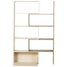 HOMCOM prostorsko varčen knjižni regal z 2-delnimi policami 141 x 29 x 176 cm, beljen hrast