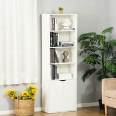 HOMCOM HOMCOM Moderna knjižna omara s 4 policami in 2 vrati, večnamensko pohištvo za dnevno sobo, pisarno in kabinet, 59x29x180cm, bela