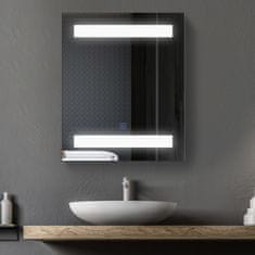 HOMCOM stenska omarica za kopalnico z enimi vrati, ogledalom in LED-lučmi | 2 notranji polici | MDF bela (60 x 50 x 15cm)