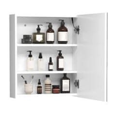 HOMCOM stenska omarica za kopalnico z enimi vrati, ogledalom in LED-lučmi | 2 notranji polici | MDF bela (60 x 50 x 15cm)