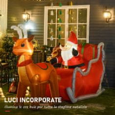 HOMCOM napihljiv božič santa 148cm s 4 led luči, severni jeleni in sani, ip44 vodoodporna
božična dekoracija