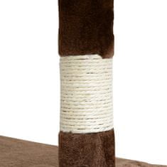 PAWHUT PawHut Drevo za praskanje za mačke iz plišja in sisala z gredicami in visečo žogo, 50 × 50 × 132 cm, kava in smetana